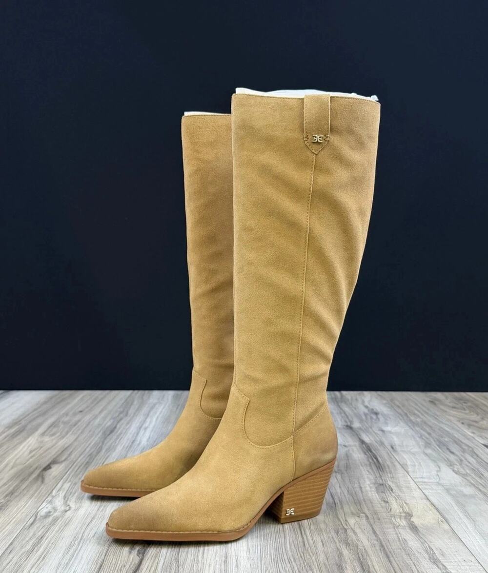 Sam Edelman Woods Knee High Riding Boots Caramel Brown Suede Womens Size 8 NEW